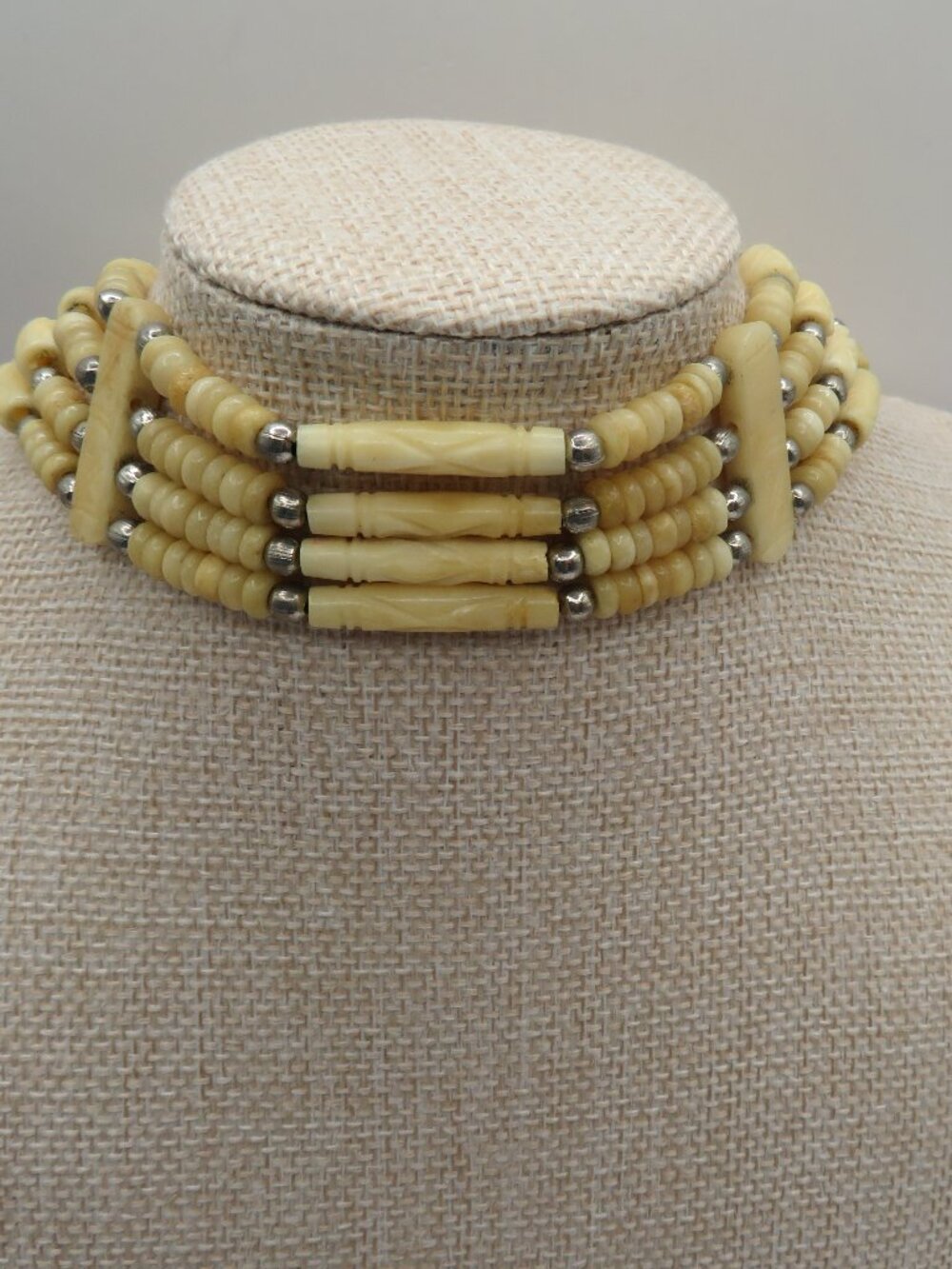 Native American Carved Bone Choker Necklace